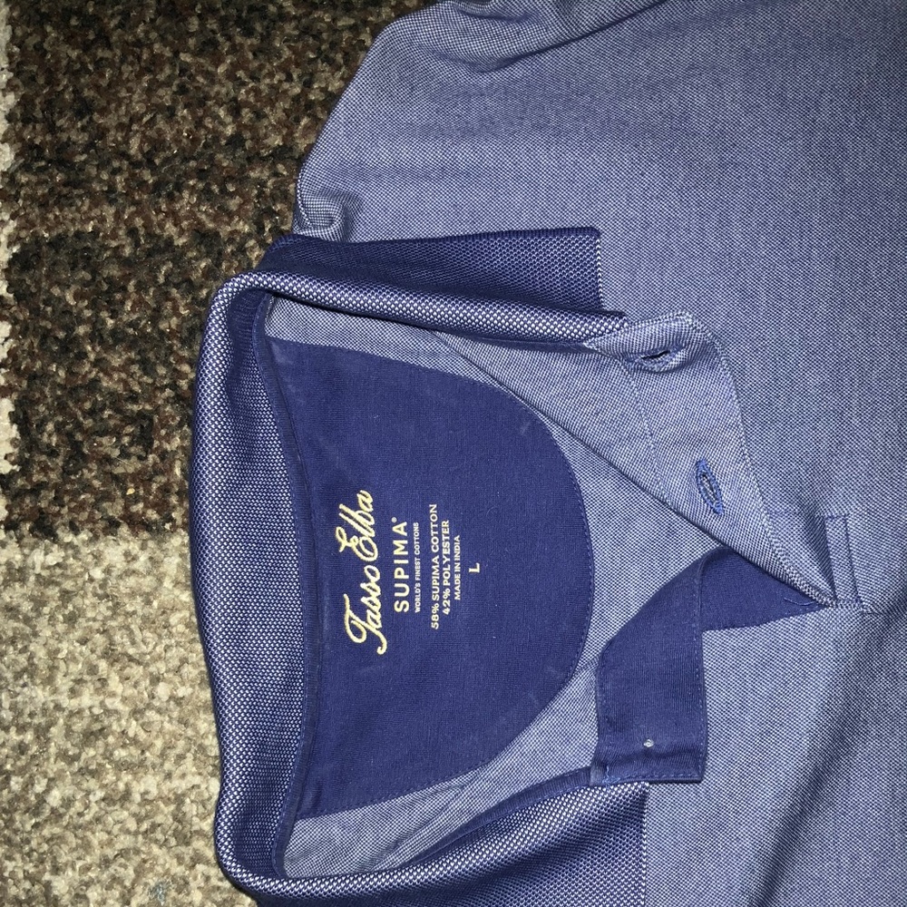 Tasso Elba Long Sleeve Collard Shirt - Blue